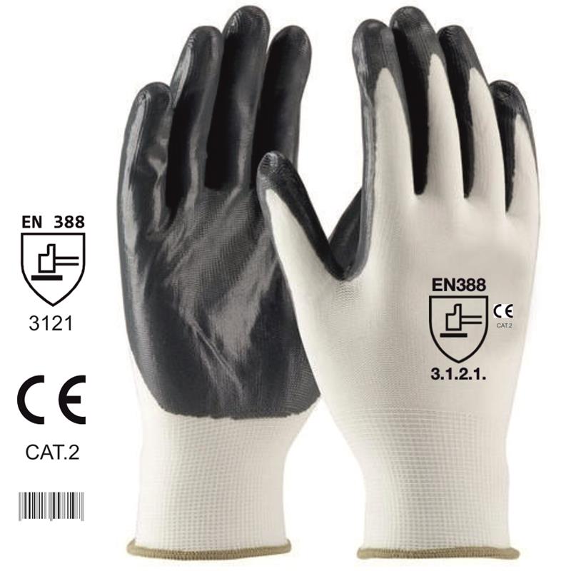 GLOVES NITRILE COATED GREY