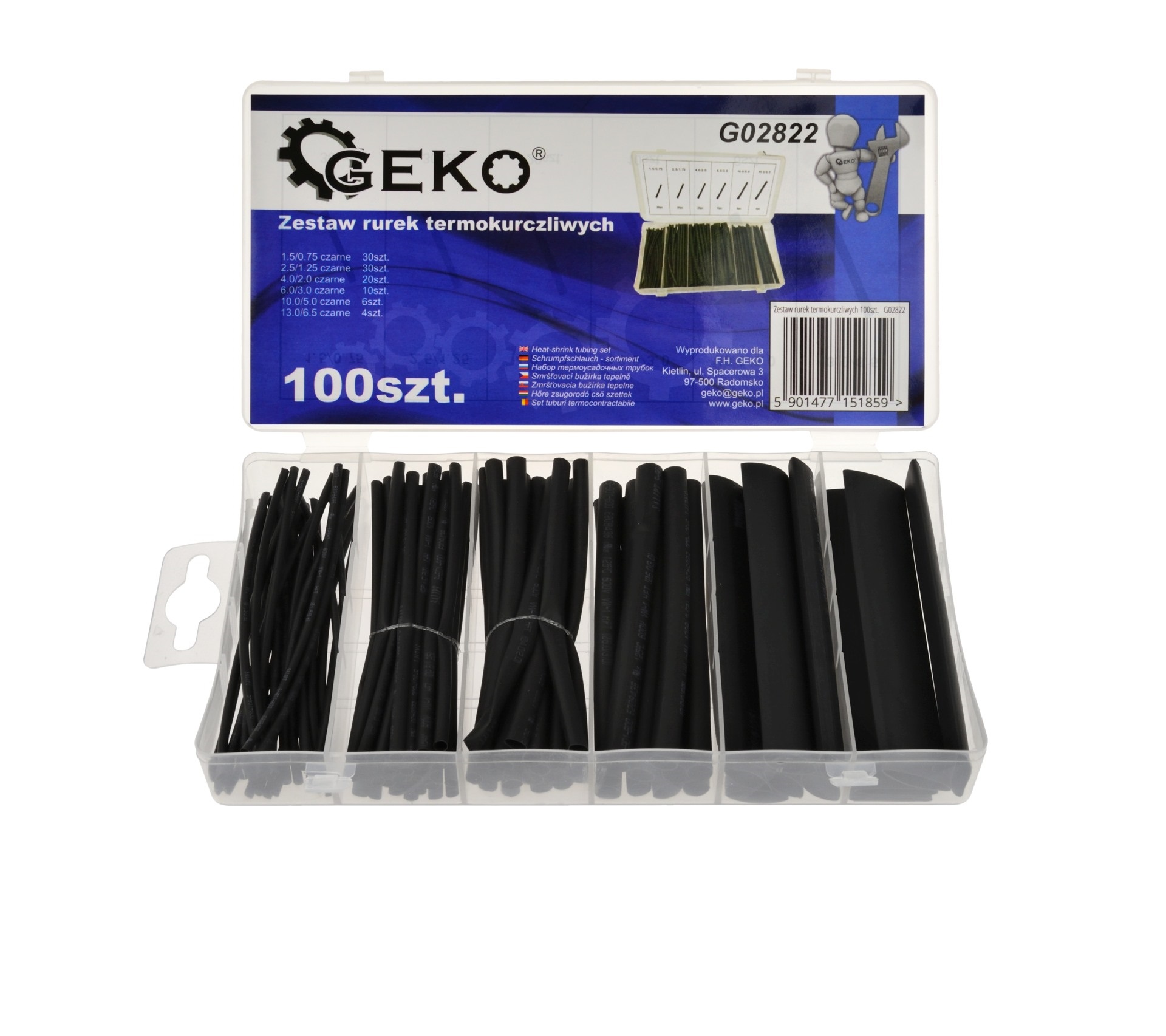 Assorted Heat Shrink Tubing Kit Black 100pcs